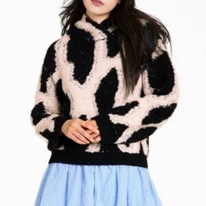 Sandy Liang x Target Sherpa Hoodie Ivory Black Animal Print XS